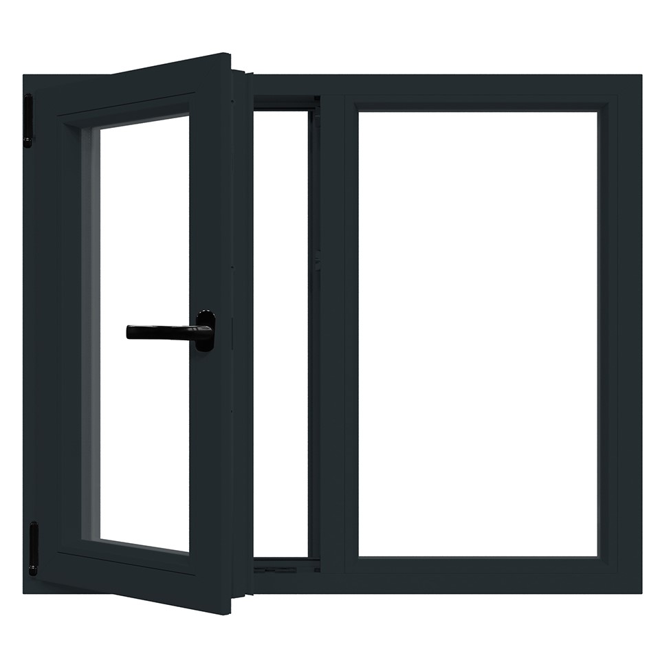 Fereastra termopan APLAST, PVC, 6 camere, 146 x 116 cm, deschidere oscilobatanta dreapta, gri antracit