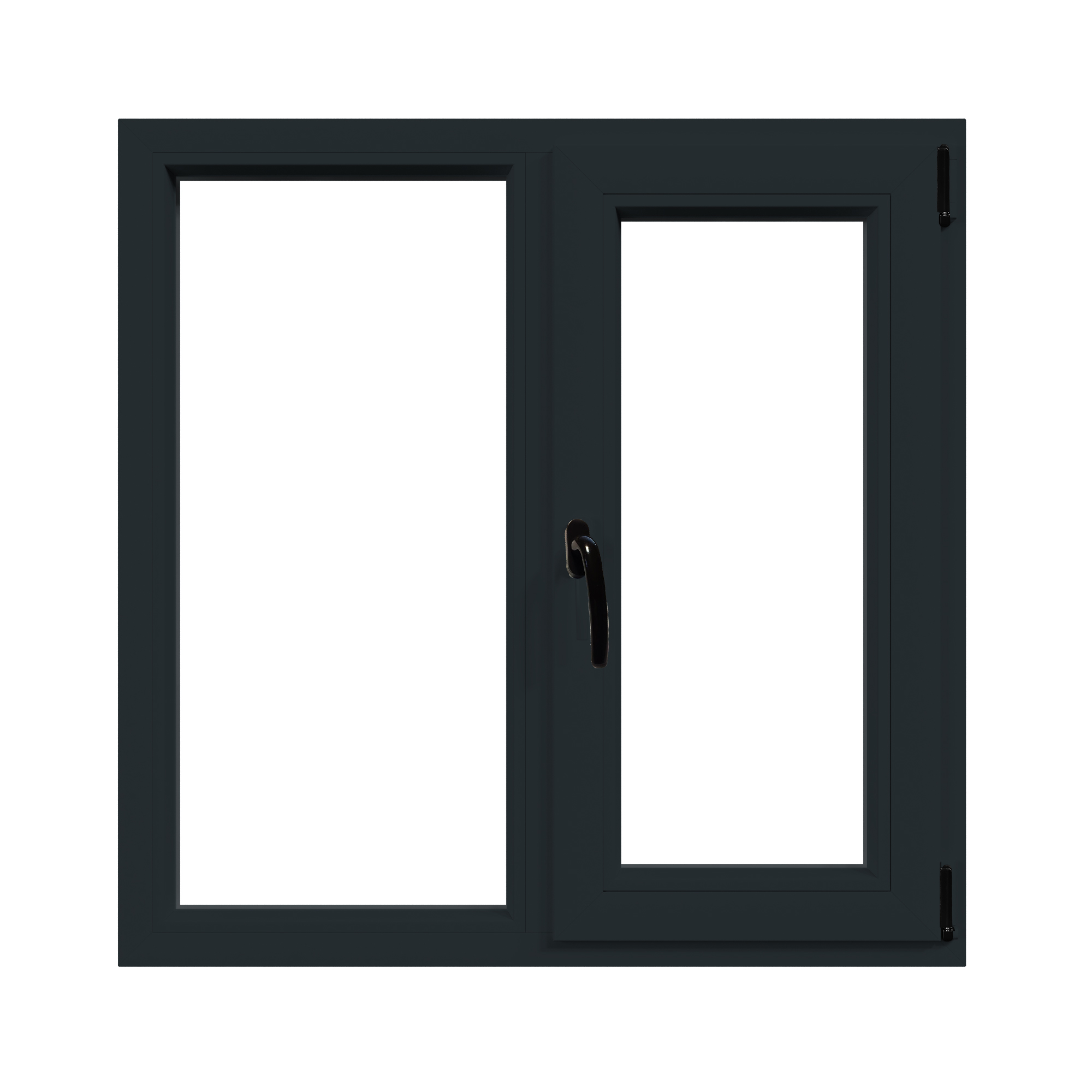 Fereastra termopan APLAST, PVC, 6 camere, 100 x 100 cm, deschidere oscilobatanta dreapta, gri antracit