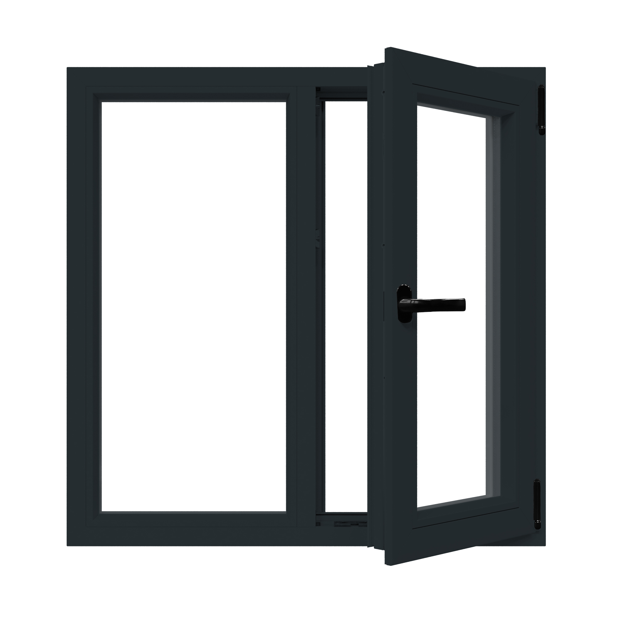 Fereastra termopan APLAST, PVC, 6 camere, 100 x 100 cm, deschidere oscilobatanta dreapta, gri antracit