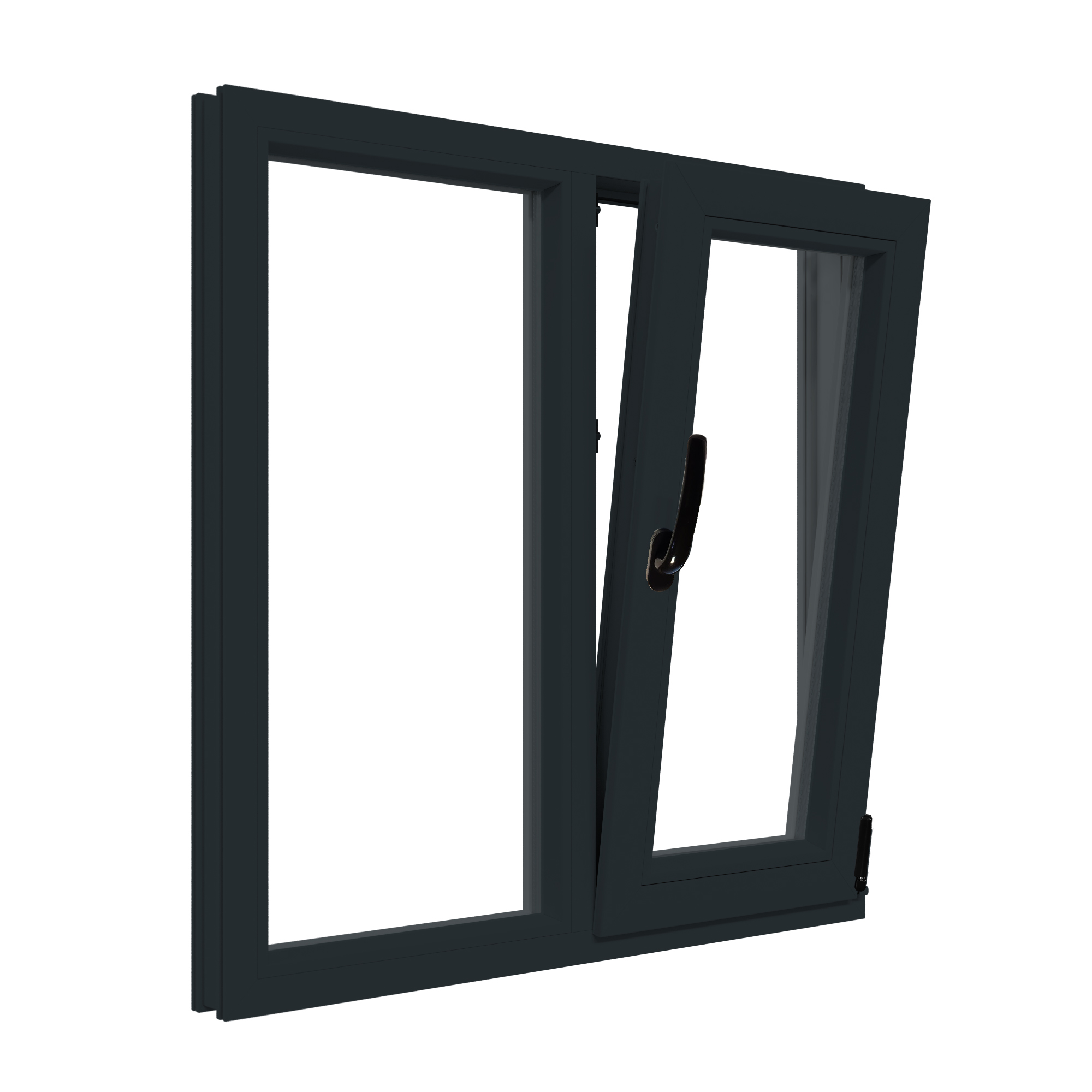 Fereastra termopan APLAST, PVC, 6 camere, 100 x 100 cm, deschidere oscilobatanta dreapta, gri antracit