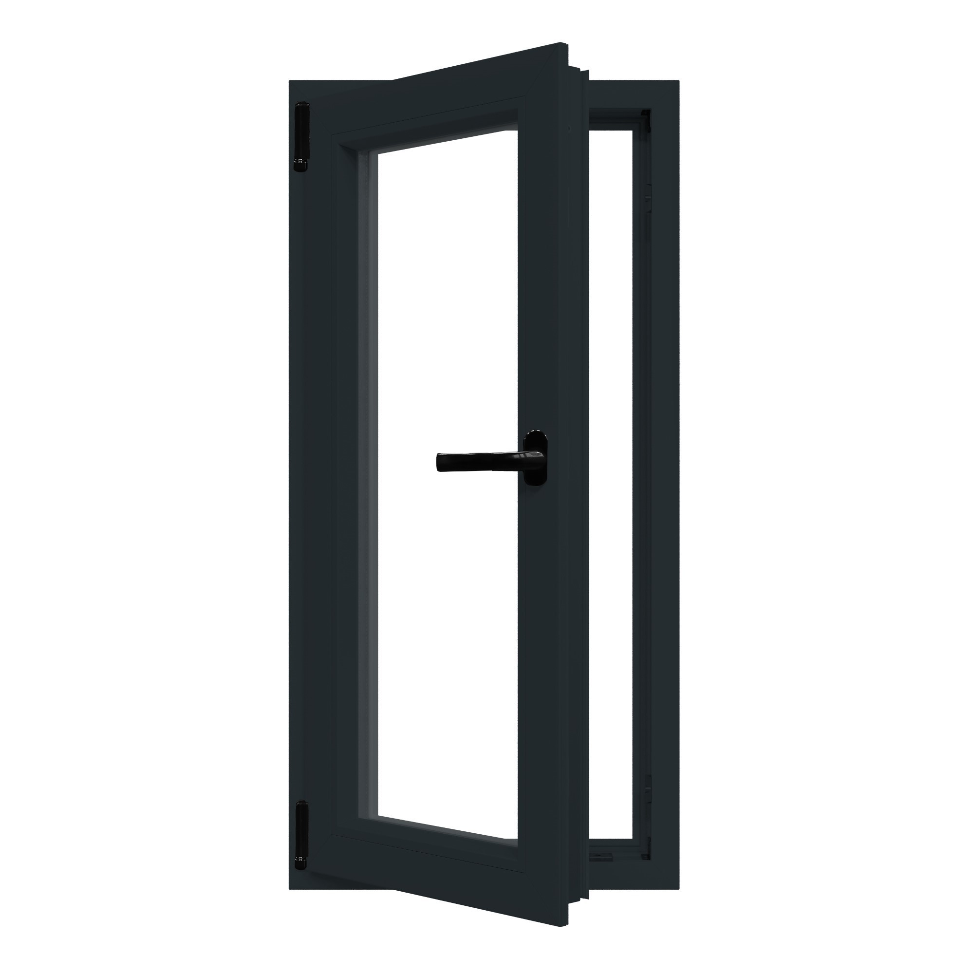 Fereastra termopan APLAST, PVC, 6 camere, 56 x 116 cm, deschidere oscilobatanta stanga, gri antracit