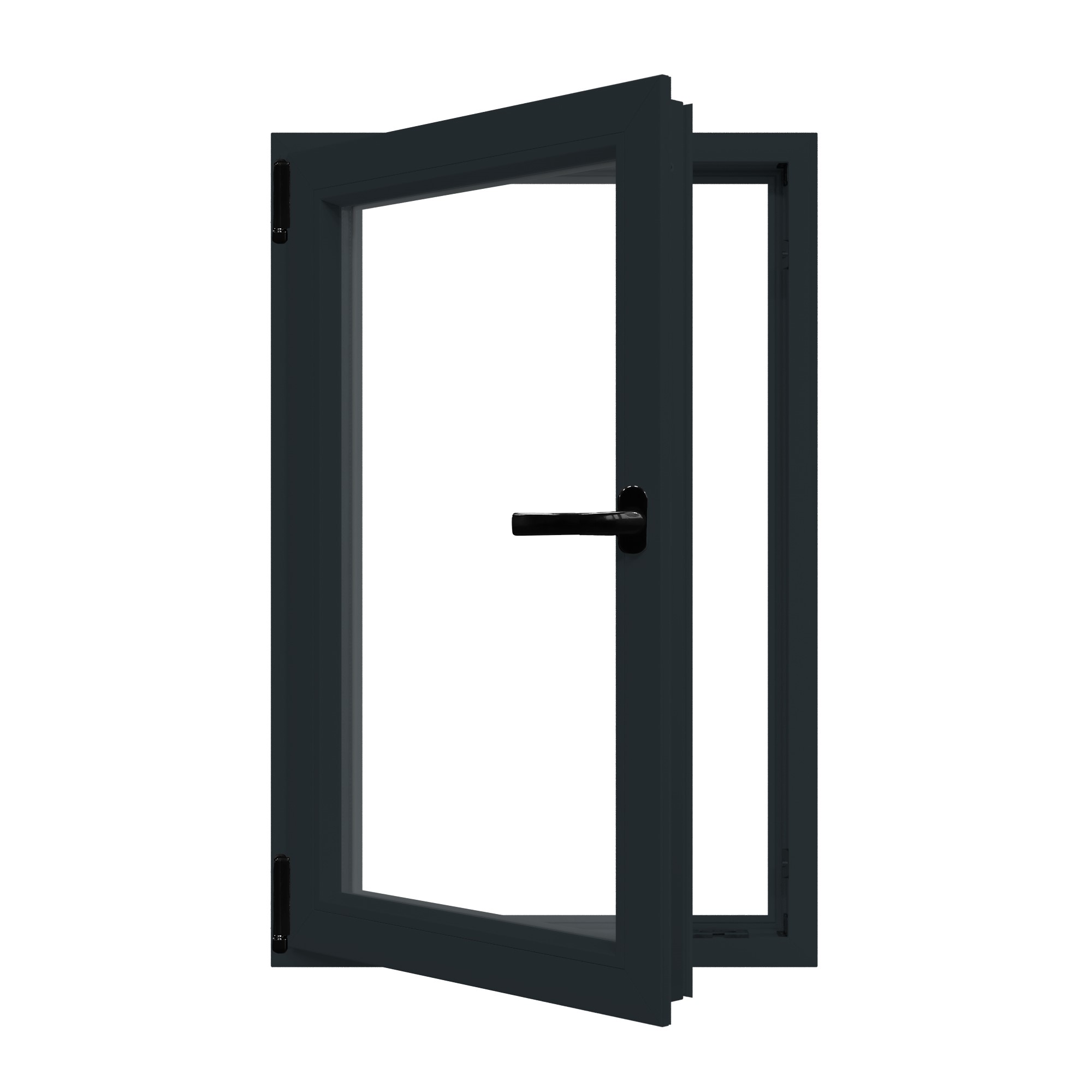 Fereastra termopan APLAST, PVC, 6 camere, 86 x 116 cm, deschidere oscilobatanta stanga, gri antracit