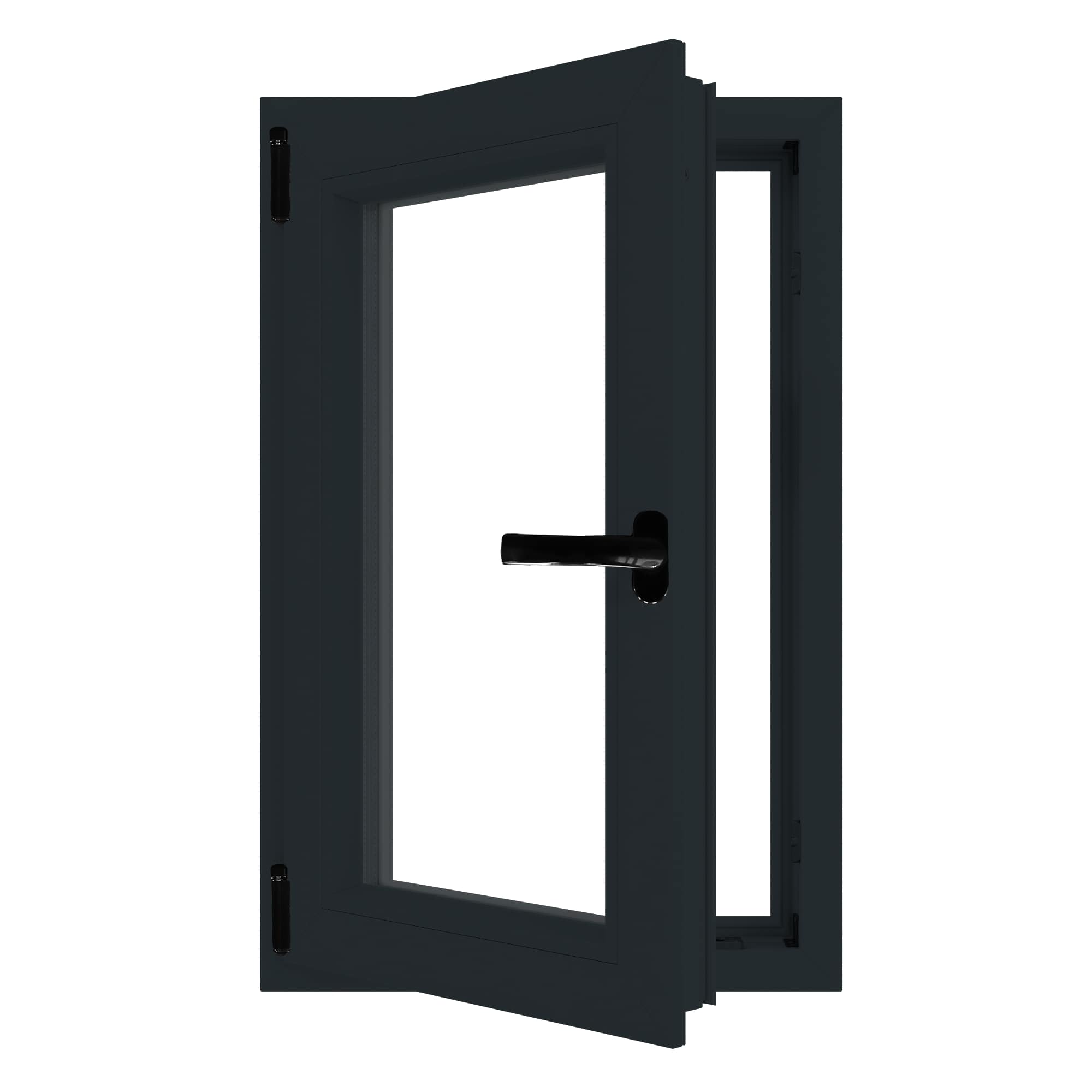 Fereastra termopan APLAST, PVC, 6 camere, 86 x 56 cm, deschidere oscilobatanta stanga, gri antracit