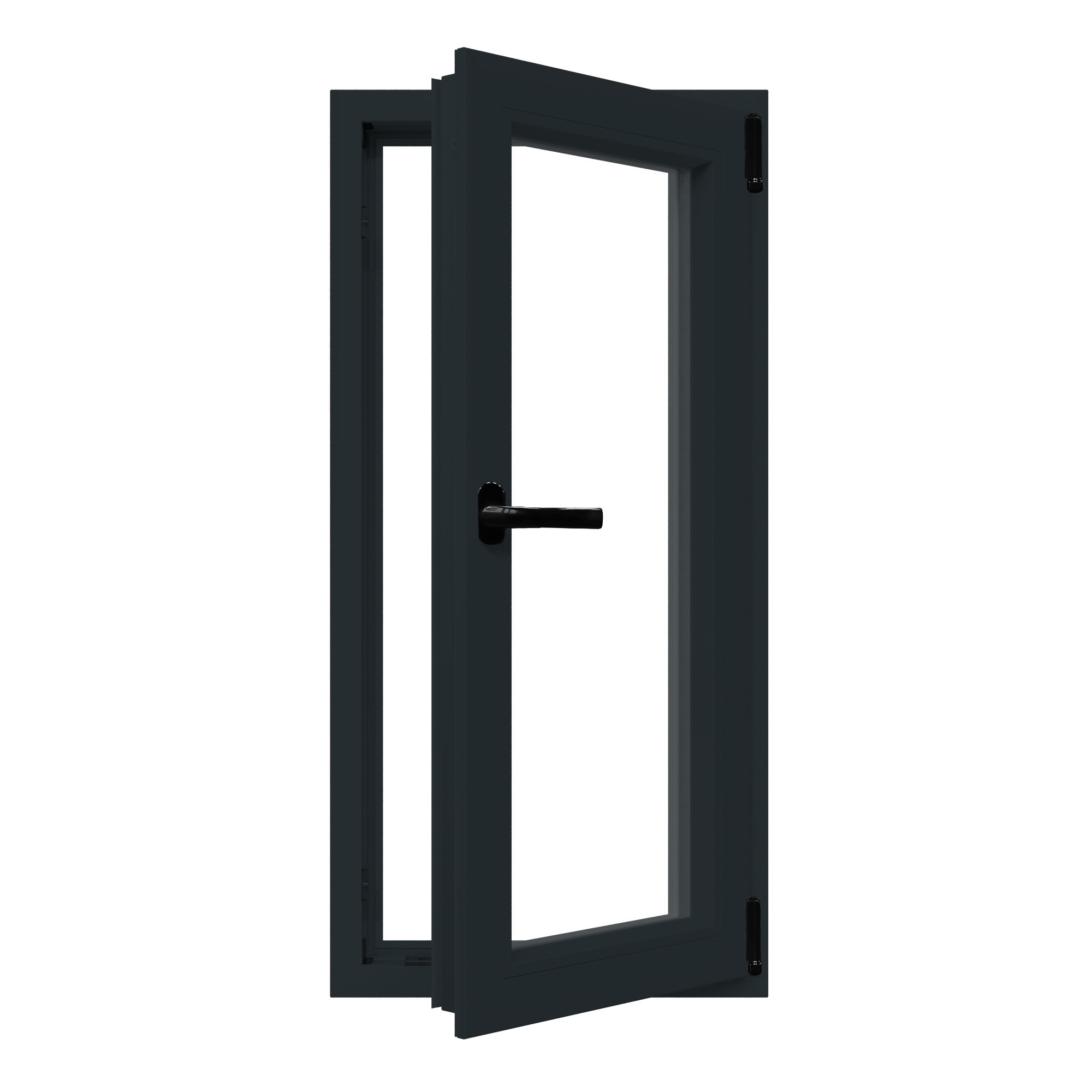 Fereastra termopan APLAST, PVC, 6 camere, 56 x 116 cm, deschidere oscilobatanta dreapta, gri antracit