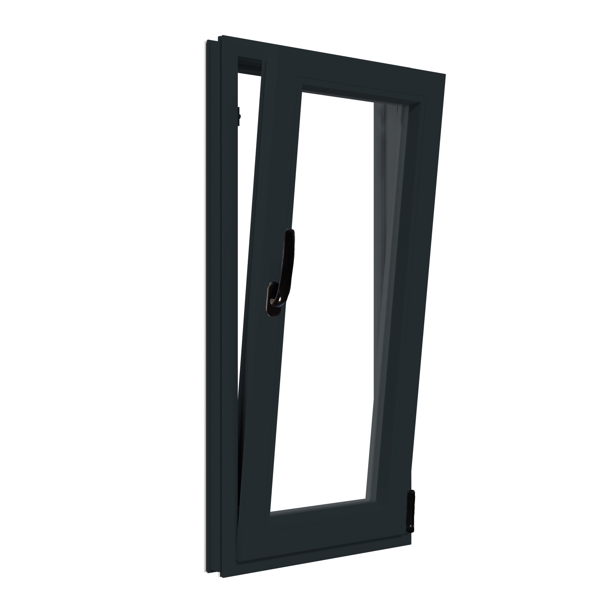 Fereastra termopan APLAST, PVC, 6 camere, 56 x 116 cm, deschidere oscilobatanta dreapta, gri antracit