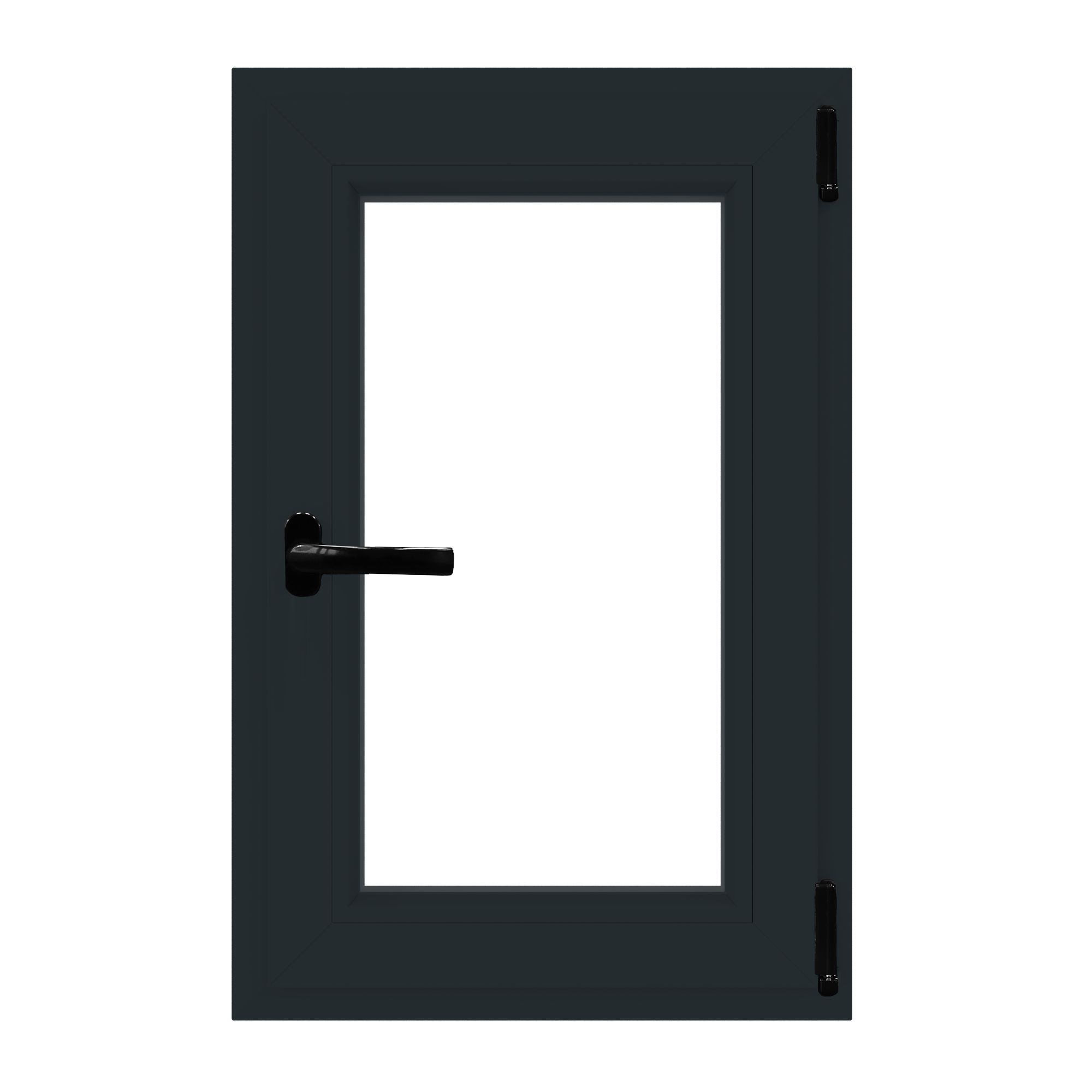 Fereastra termopan APLAST, PVC, 6 camere, 76 x 116 cm, deschidere oscilobatanta dreapta, gri antracit
