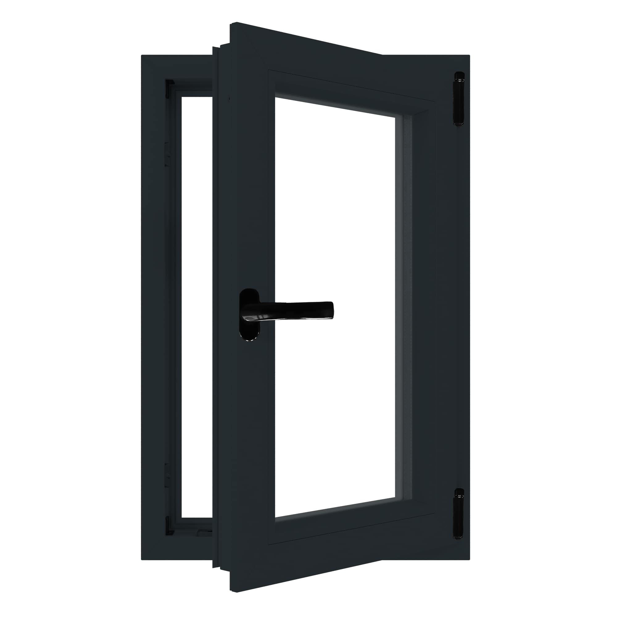 Fereastra termopan APLAST, PVC, 6 camere, 76 x 116 cm, deschidere oscilobatanta dreapta, gri antracit