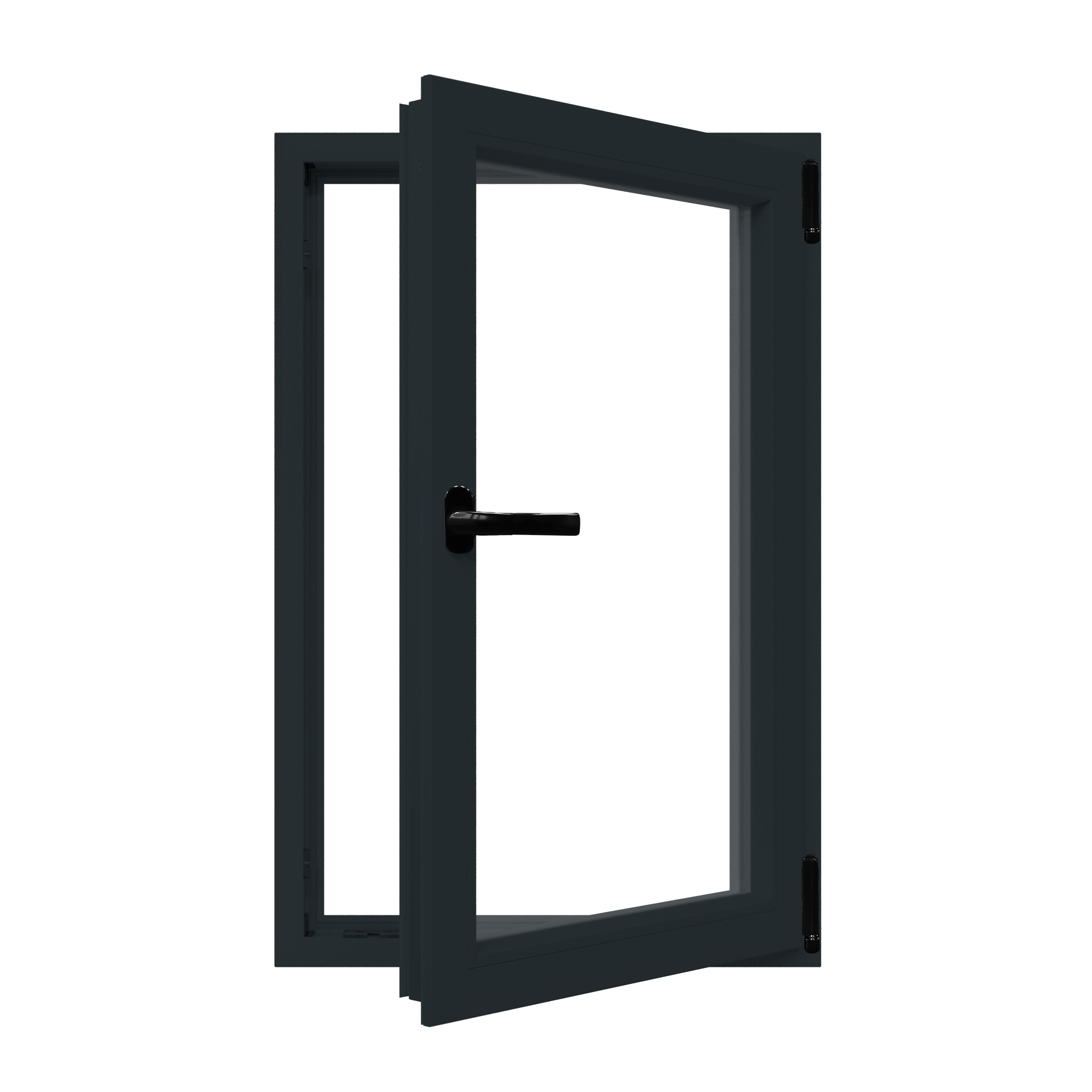 Fereastra termopan APLAST, PVC, 6 camere, 86 x 116 cm, deschidere oscilobatanta dreapta, gri antracit
