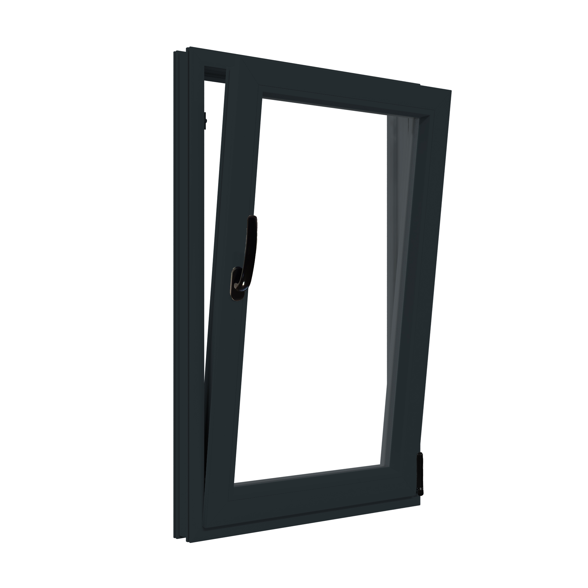 Fereastra termopan APLAST, PVC, 6 camere, 86 x 116 cm, deschidere oscilobatanta dreapta, gri antracit