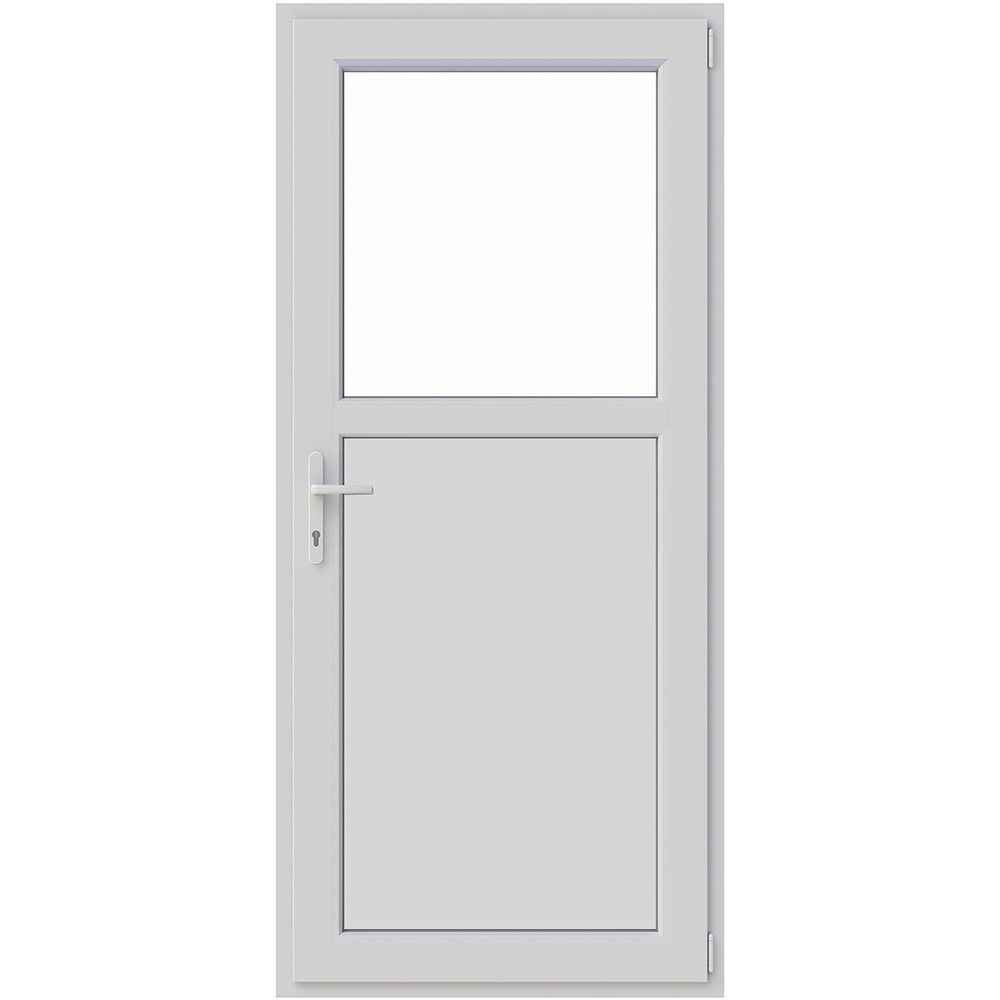 Usa exterior APLAST, cu geam, stanga, PVC, 88 x 180 cm, alb