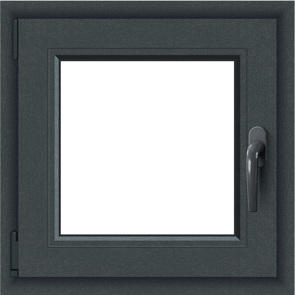 Fereastra termopan APLAST, PVC, 5 camere, 56 x 56 cm, deschidere oscilobatanta dreapta, gri antracit