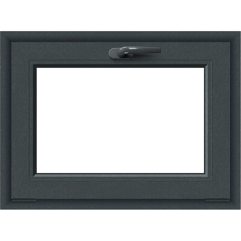 Fereastra termopan APLAST, PVC, 5 camere, 76 x 56 cm, deschidere batanta in jos, gri antracit