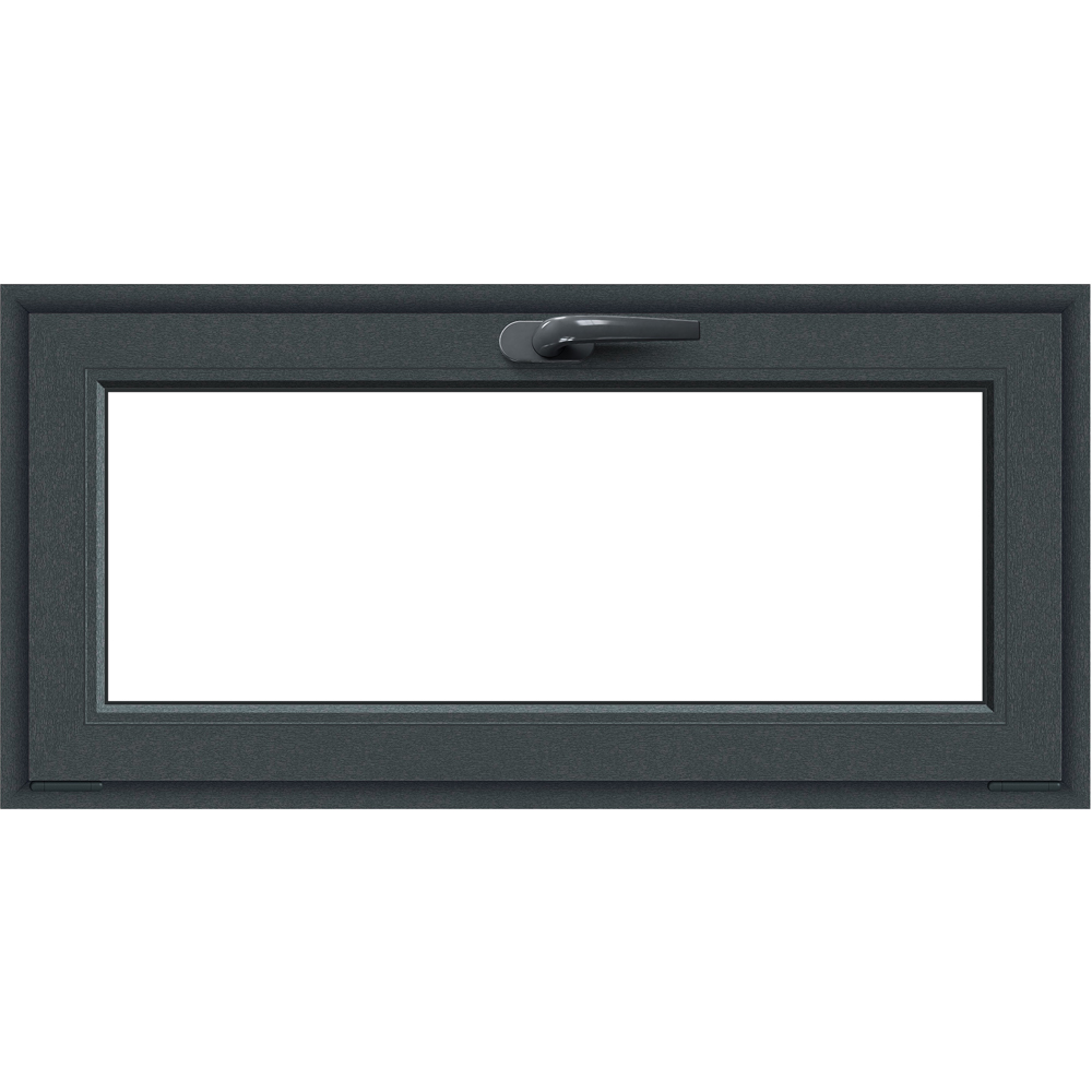 Fereastra termopan APLAST, PVC, 5 camere, 116 x 56 cm, deschidere batanta in jos, gri antracit