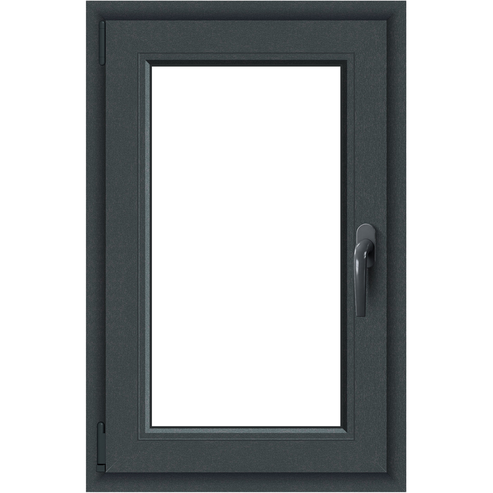Fereastra termopan APLAST, PVC, 5 camere, 56 x 86 cm, deschidere oscilobatanta stanga, gri antracit