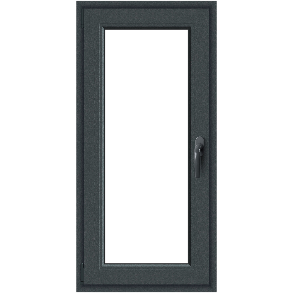 Fereastra termopan APLAST, PVC, 5 camere, 56 x 116 cm, deschidere oscilobatanta stanga, gri antracit
