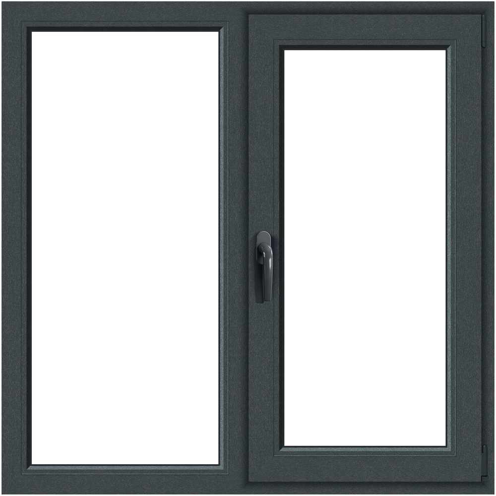 Fereastra termopan APLAST, PVC, 5 camere, 116 x 116 cm, deschidere fixa + batanta dreapta, gri antracit