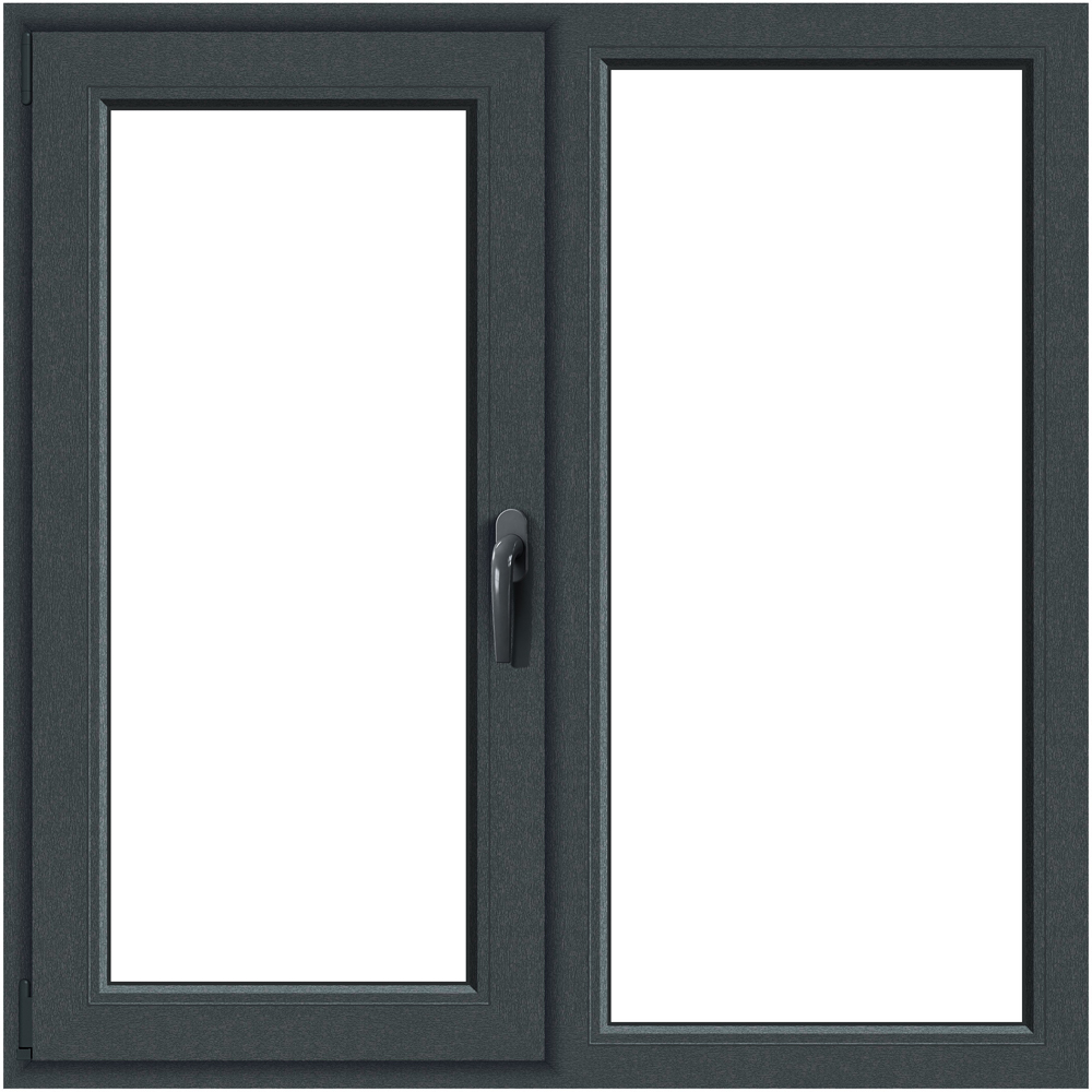 Fereastra termopan APLAST, PVC, 5 camere, 116 x 116 cm, deschidere fixa + batanta stanga, gri antracit
