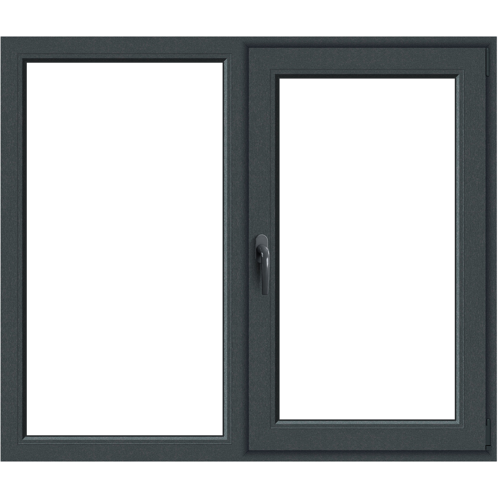 Fereastra termopan APLAST, PVC, 5 camere, 146 x 116 cm, deschidere fixa + batanta dreapta, gri antracit