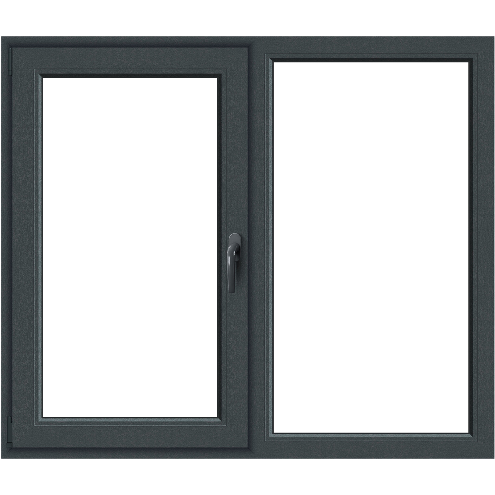 Fereastra termopan APLAST, PVC, 5 camere, 146 x 116 cm, deschidere fixa + batanta stanga, gri antracit