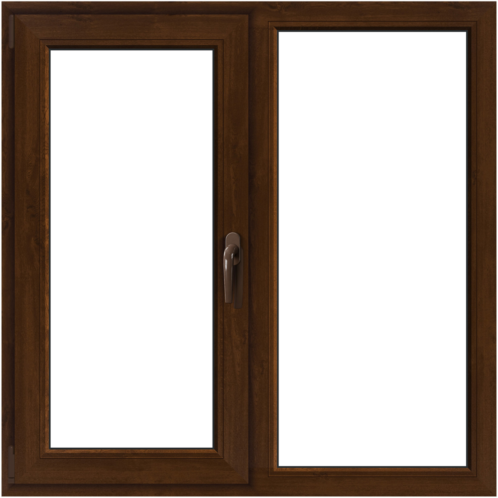Fereastra termopan APLAST, PVC, 5 camere, 116 x 116 cm, deschidere fixa + batanta stanga, maro
