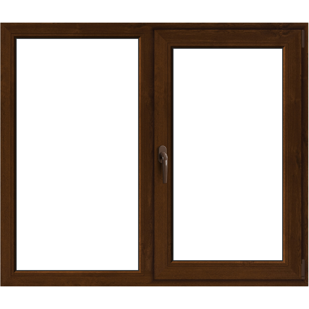 Fereastra termopan APLAST, PVC, 5 camere, 146 x 116 cm, deschidere fixa + batanta dreapta, maro