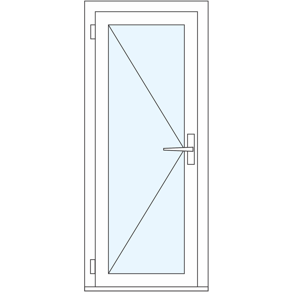 Usa balcon APLAST, cu geam, stanga, PVC, 88 x 192 cm, alb