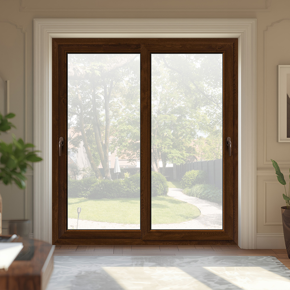 Usa intrare APLAST, glisanta, glisare, PVC, 180 x 200 cm, maro inchis