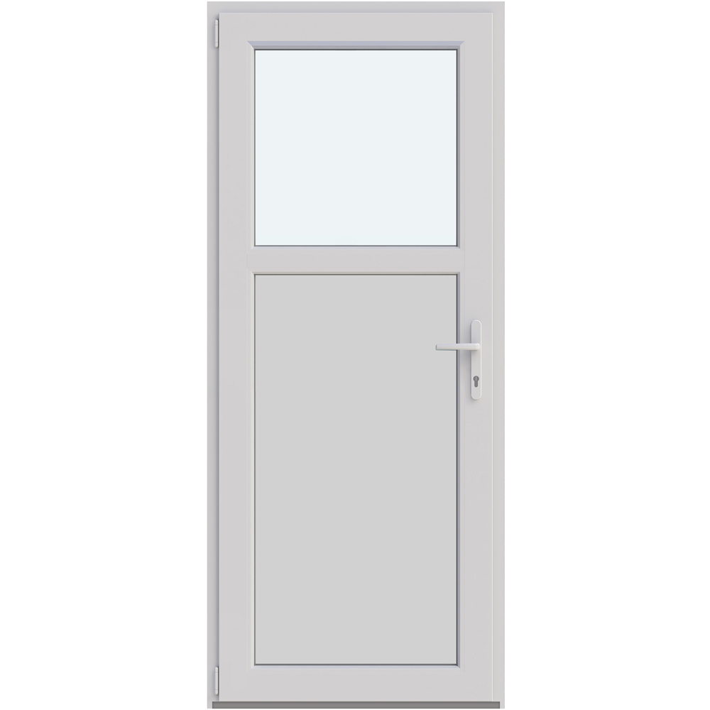Usa intrare APLAST, cu geam, stanga, PVC, 88 x 205 cm, alb