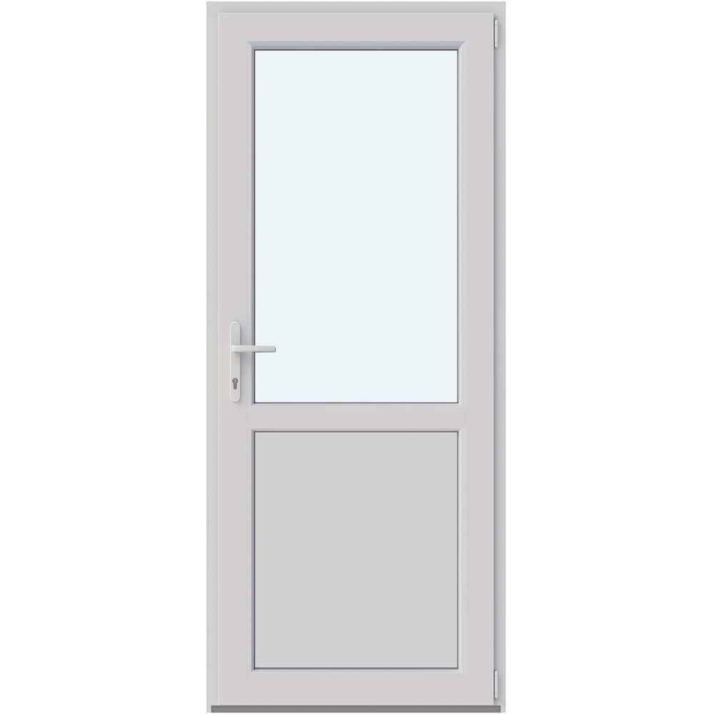 Usa intrare APLAST, cu geam, dreapta, PVC, 88 x 205 cm, alb