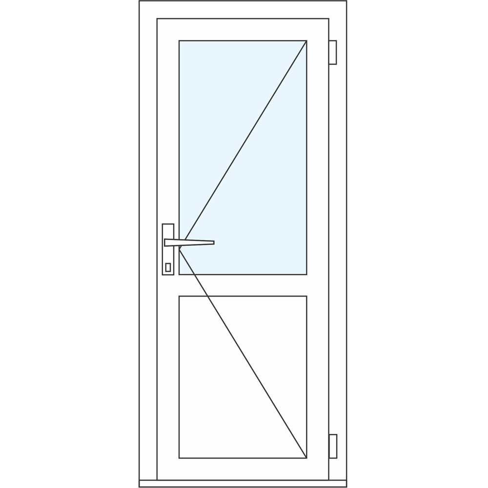 Usa intrare APLAST, cu geam, dreapta, PVC, 88 x 205 cm, alb