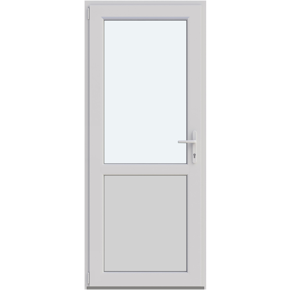Usa intrare APLAST, cu geam, stanga, PVC, 88 x 205 cm, alb