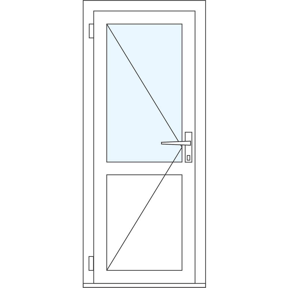 Usa intrare APLAST, cu geam, stanga, PVC, 88 x 205 cm, maro inchis