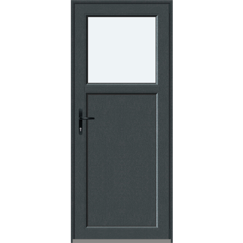 Usa intrare APLAST, cu geam, dreapta, PVC, 88 x 205 cm, gri antracit