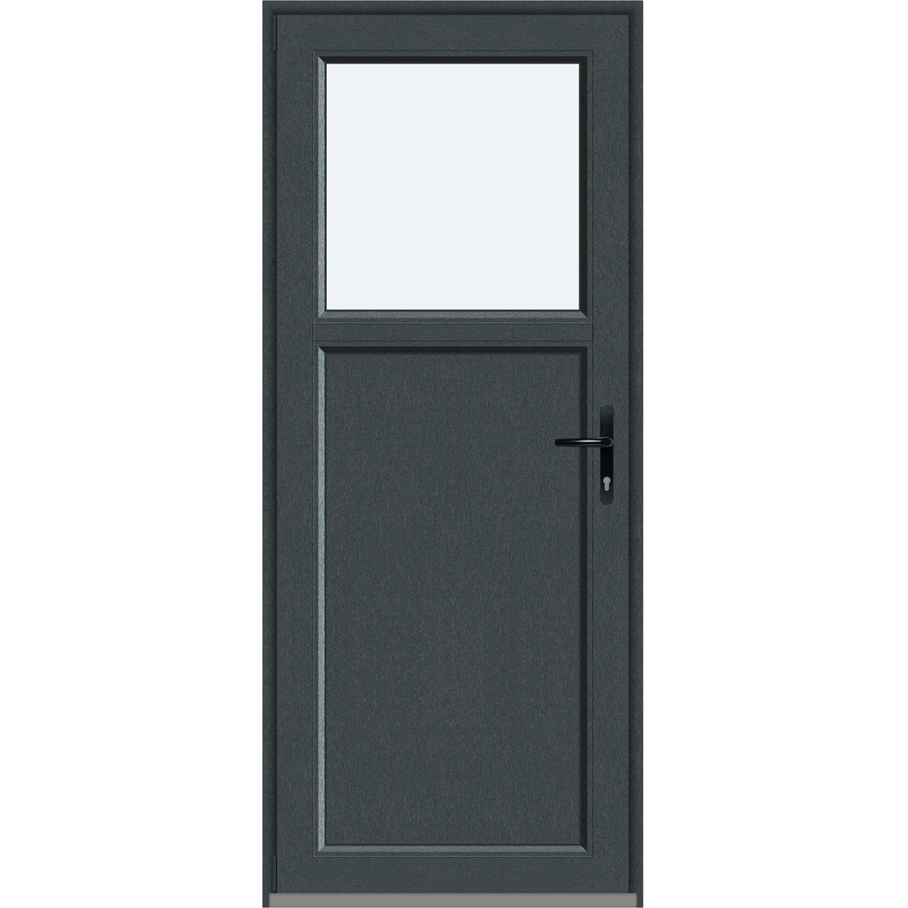 Usa intrare APLAST, cu geam, stanga, PVC, 88 x 205 cm, gri antracit