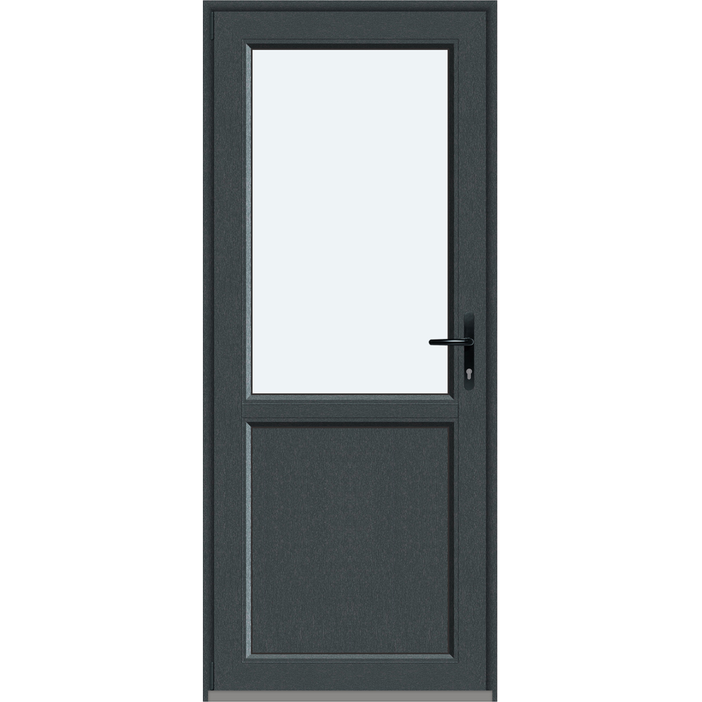 Usa intrare APLAST, cu geam, stanga, PVC, 88 x 205 cm, gri antracit
