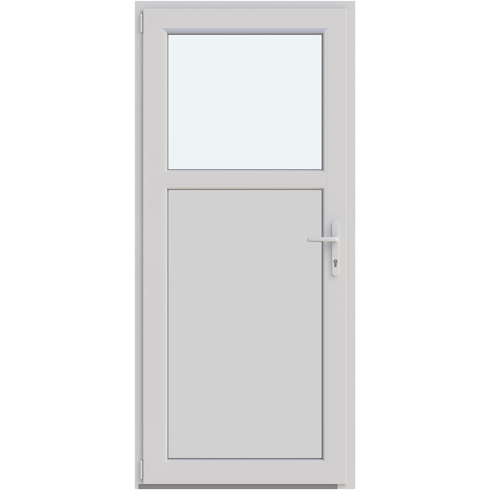 Usa intrare APLAST, cu geam, stanga, PVC, 88 x 195 cm, alb