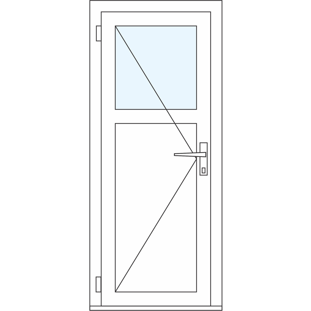 Usa intrare APLAST, cu geam, stanga, PVC, 88 x 195 cm, alb