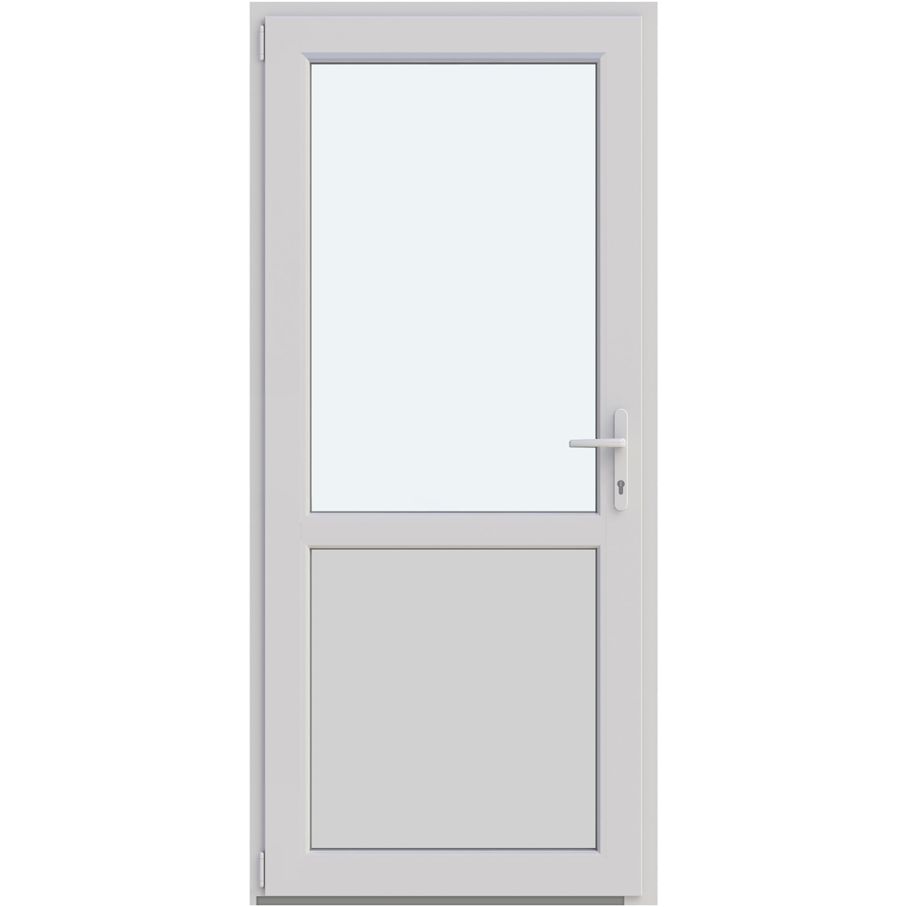 Usa intrare APLAST, cu geam, stanga, PVC, 88 x 195 cm, alb