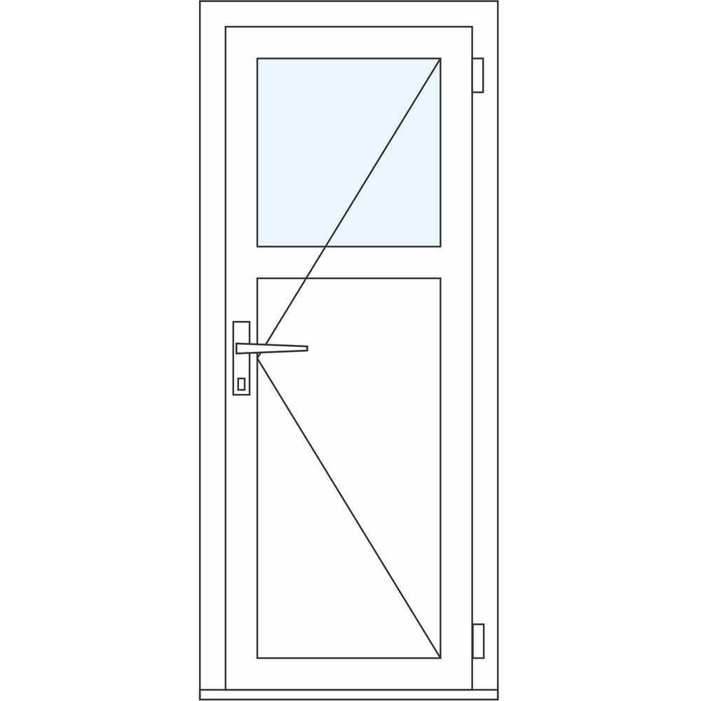 Usa intrare APLAST, cu geam, dreapta, PVC, 88 x 195 cm, maro inchis