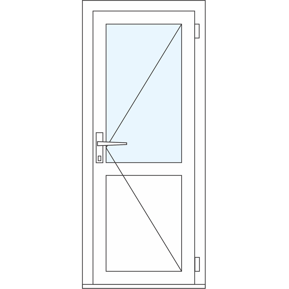 Usa intrare APLAST, cu geam, dreapta, PVC, 88 x 195 cm, maro inchis