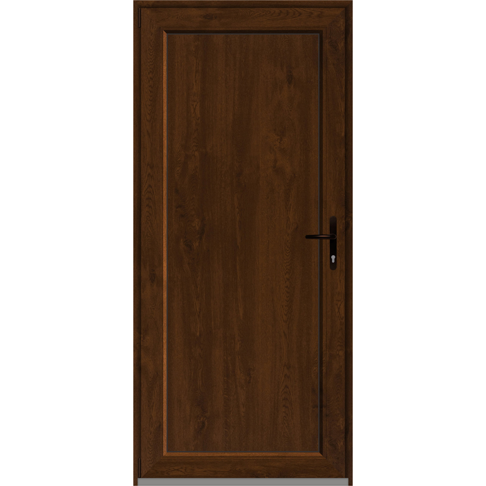 Usa intrare APLAST, fara geam, stanga, PVC, 88 x 195 cm, maro inchis