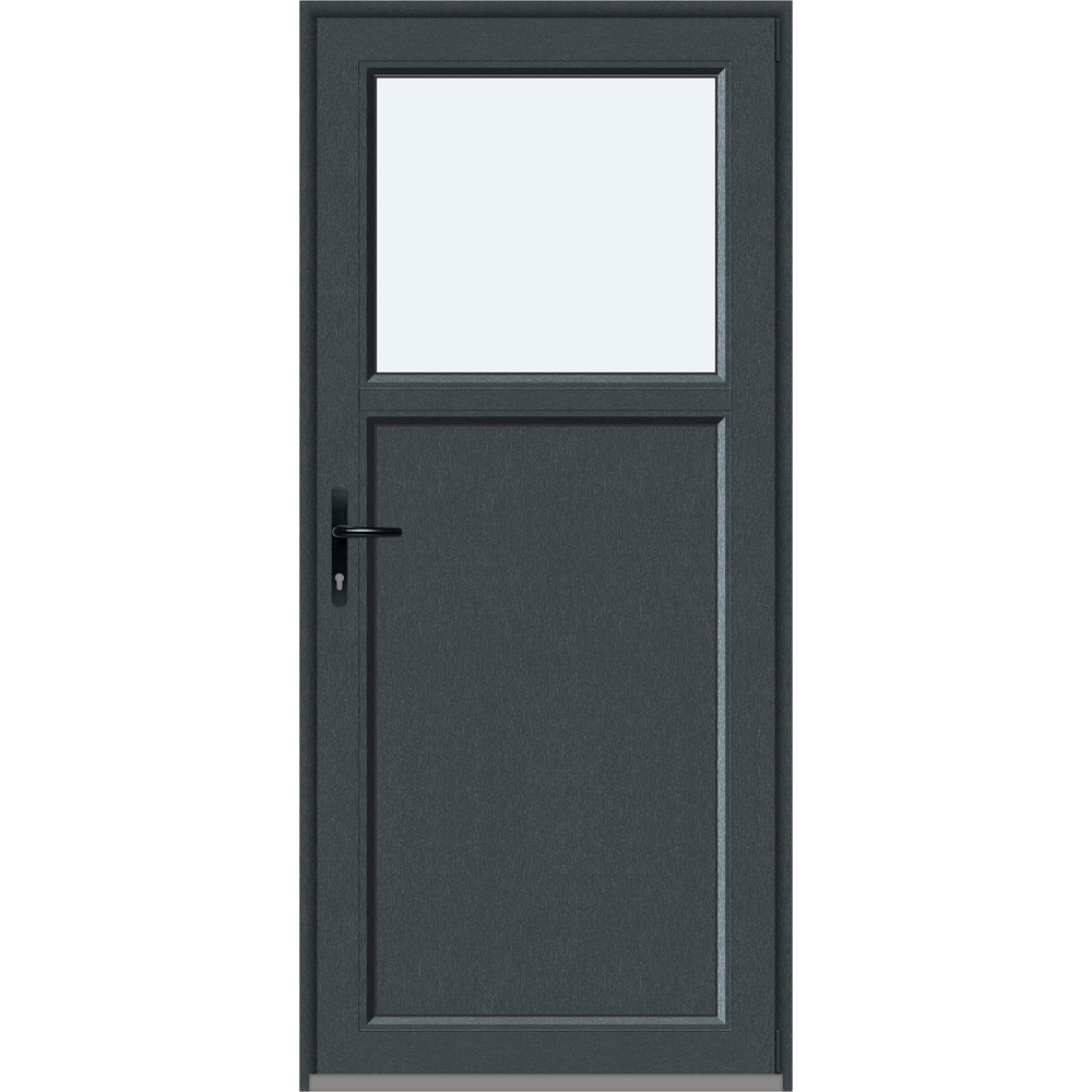Usa intrare APLAST, cu geam, dreapta, PVC, 88 x 195 cm, gri antracit