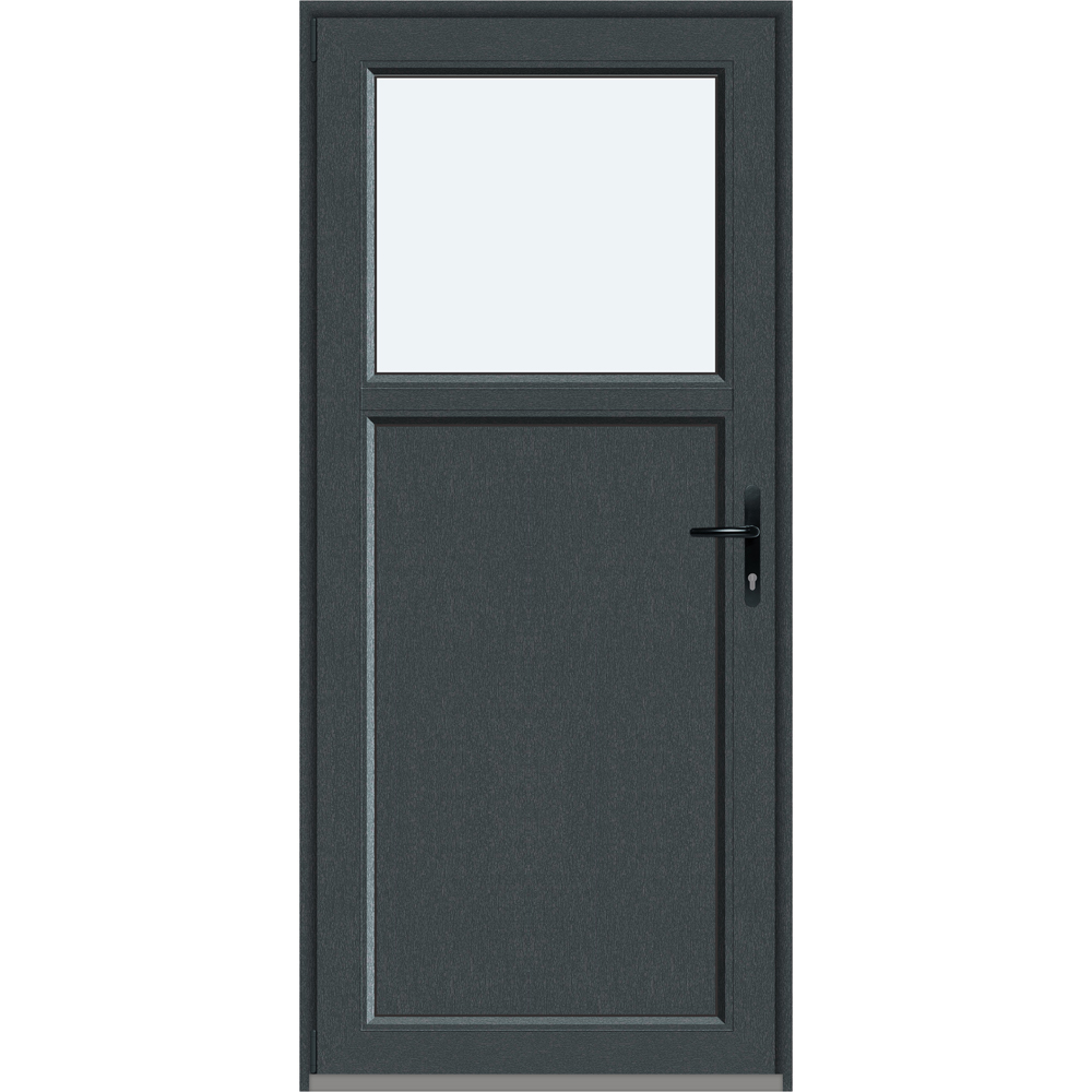 Usa intrare APLAST, cu geam, stanga, PVC, 88 x 195 cm, gri antracit