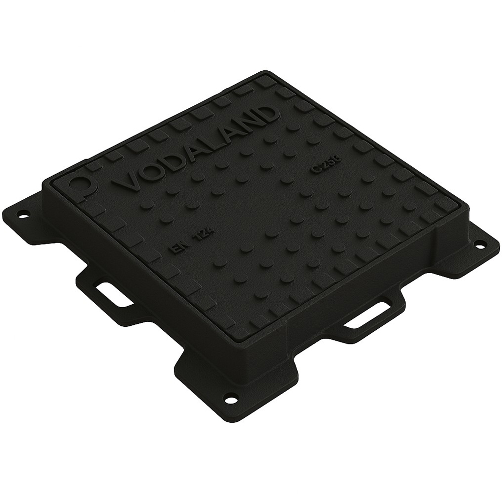 Capac VODALAND, fonta, patrat, Cl C250, trafic auto, 50 x 50 x 4.2 cm