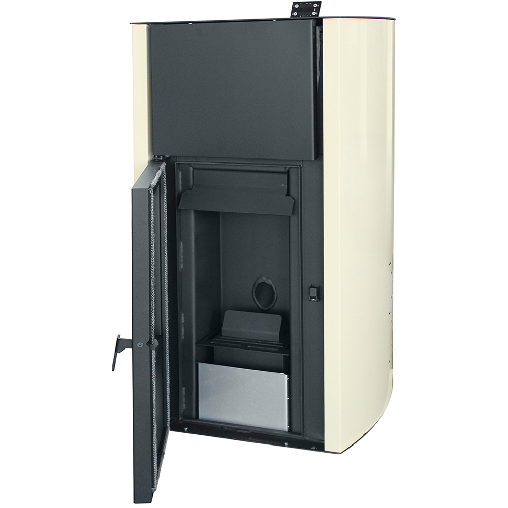 Termosemineu pe peleti FORNELLO Fiama Confort Ivory, 25 kW, 56 x 61 x 110 cm, negru-crem