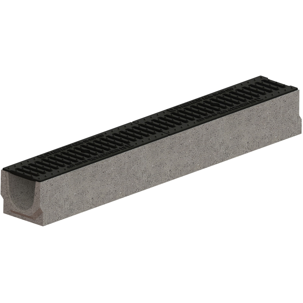 Rigola VODALAND, beton, gratar fonta, Cl C250, trafic auto, 100 x 12.5 x 14 cm