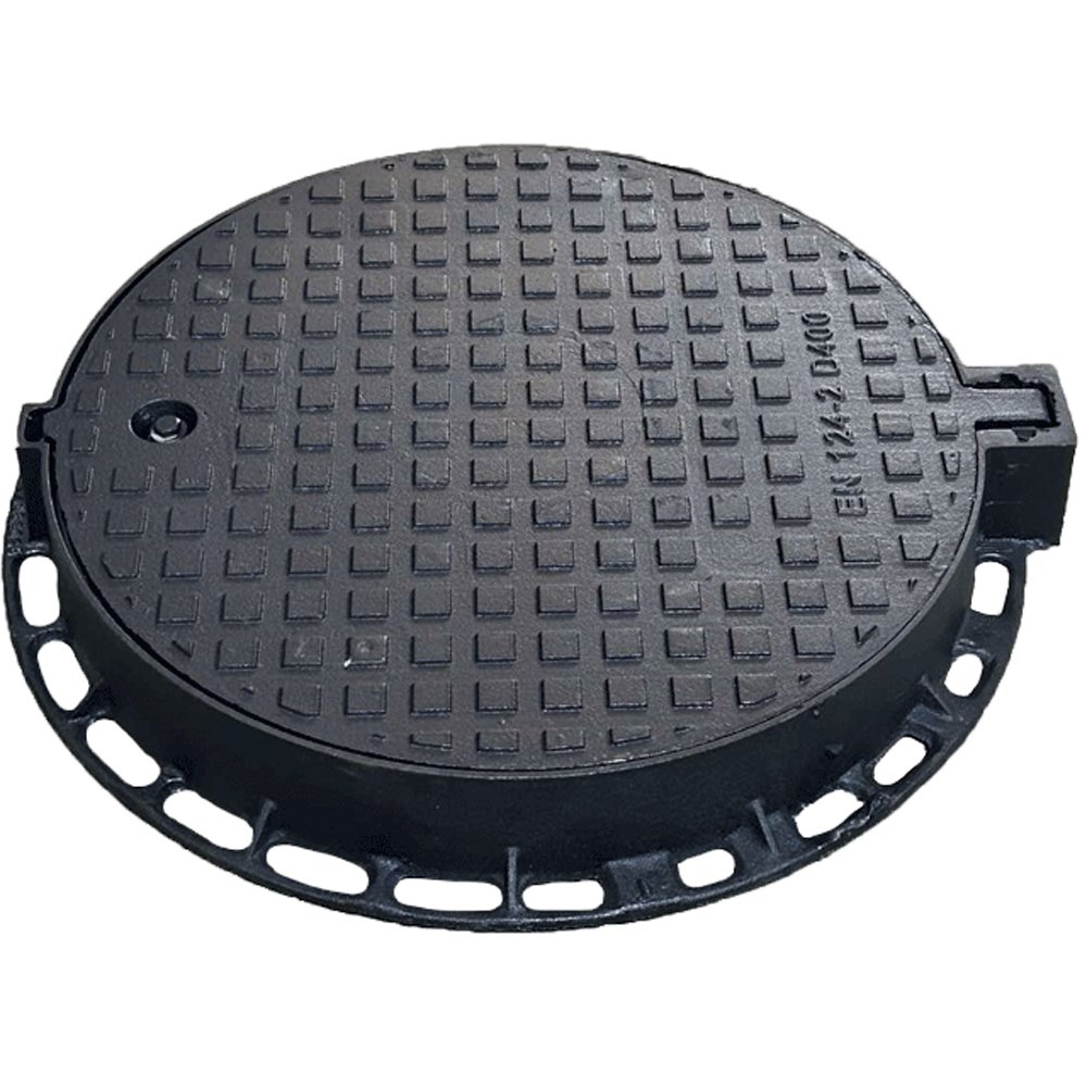 Capac fonta rotund cu inchizator Vodaland 736010FD, D exterior 730 mm, D pas liber 600 mm, H 100 mm, clasa de sarcini D400