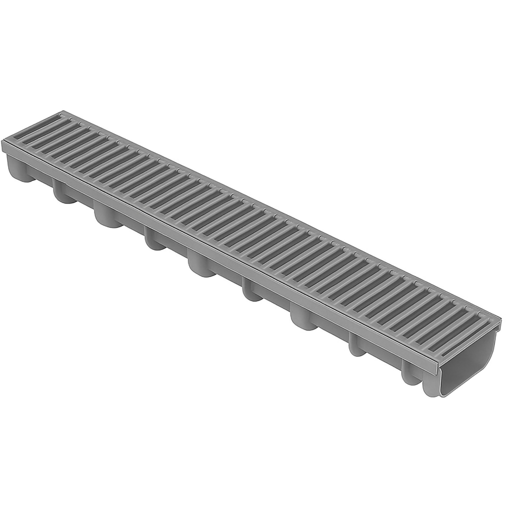 Rigola VODALAND 0883011GI, polipropilena, gratar otel zincat, A15, 1000 x 125 x 40 mm, gri