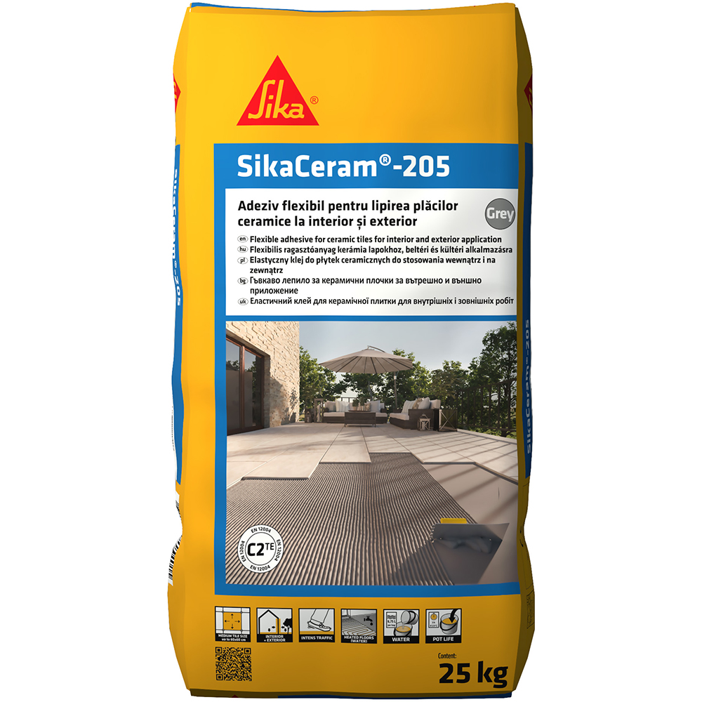 Adeziv placi ceramice SIKA Cream 205 C2TE, interior/exterior, gri, 25 kg