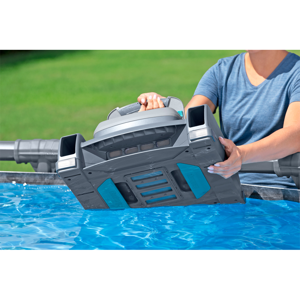 Robot curatare piscina 2 in 1 BESTWAY Aquatronix G300 cu skimmer de suprafata, autonomie 120 de minute, curatare pana la 50 mp, gri
